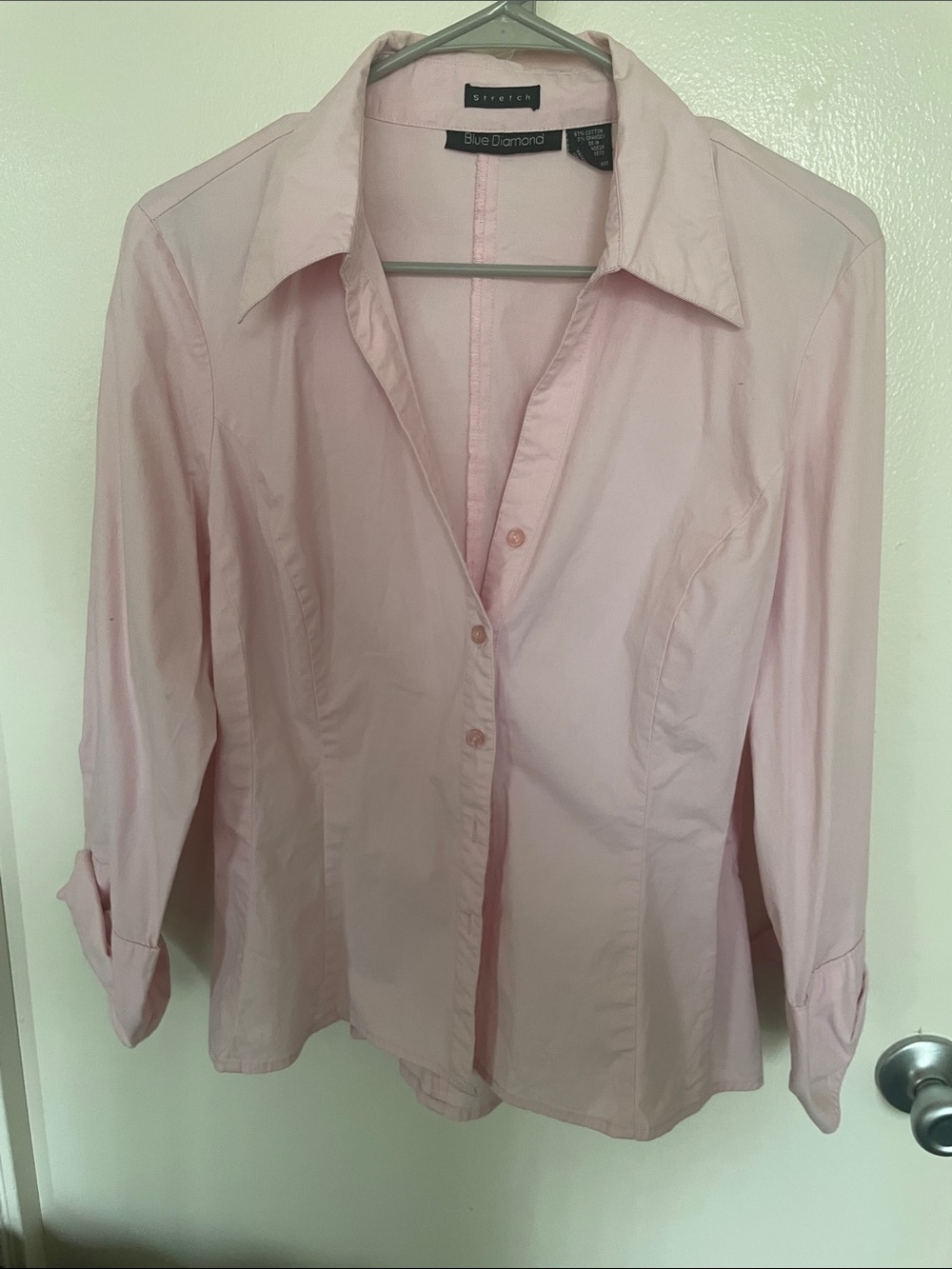 Blue Diamond Women's Light Pink Button-Down Blouse